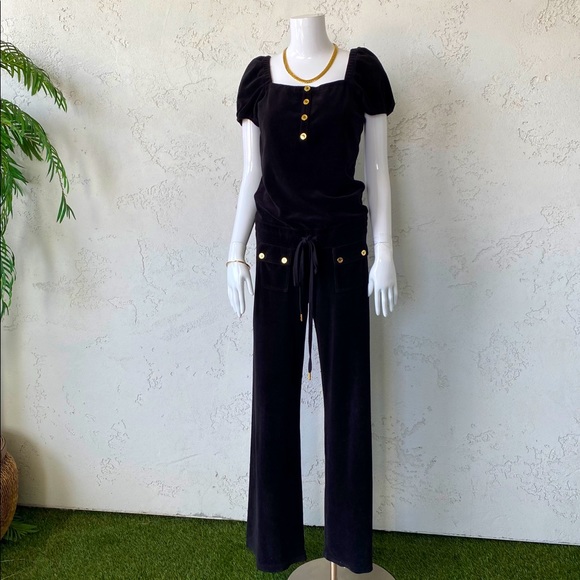 Juicy Couture Pants - Juicy Couture Black Velour Jumpsuit